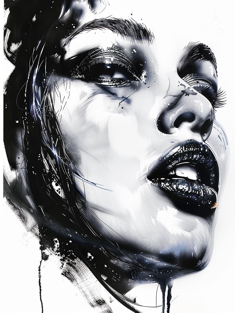 Shadows of Elegance: Ink Portrait Series - Image 1