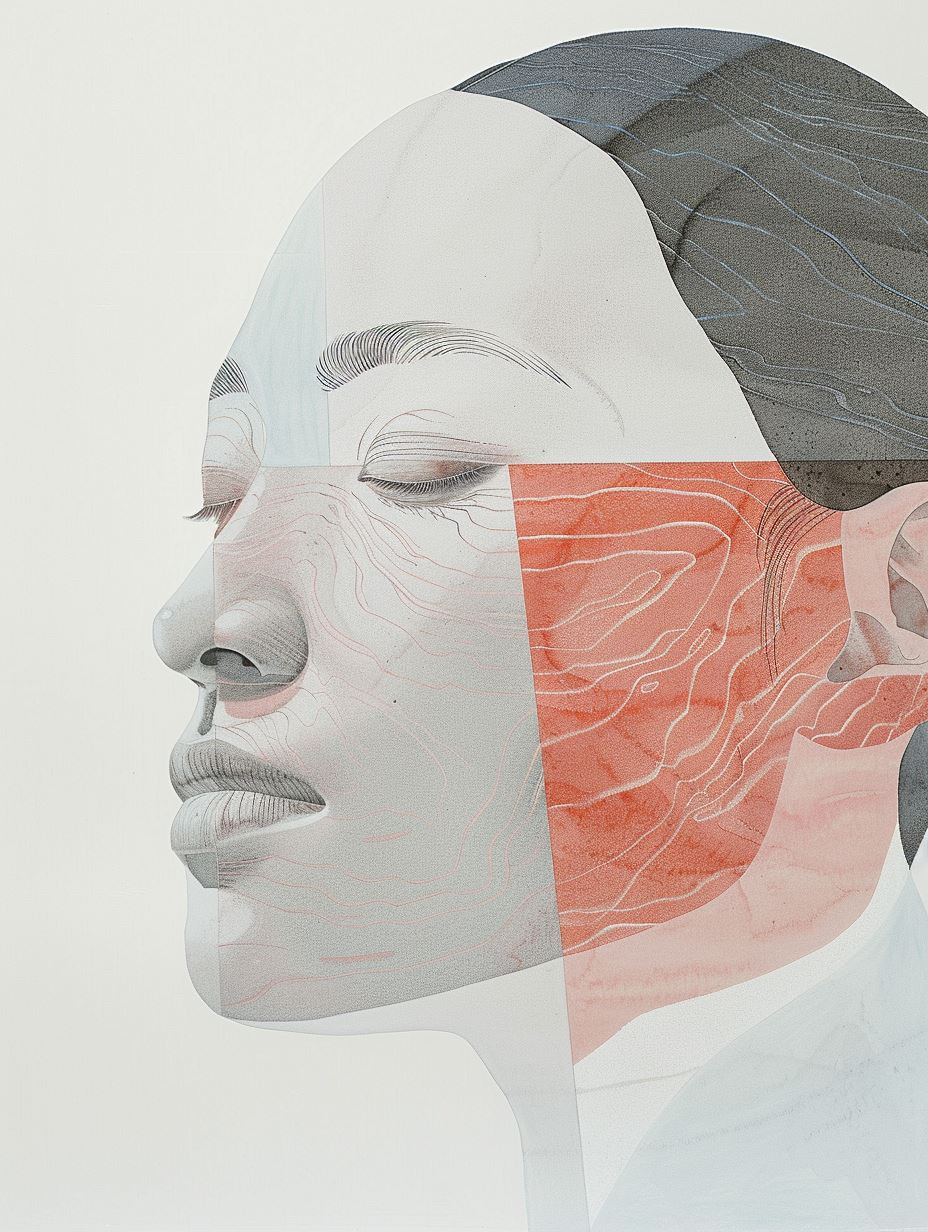 Ethereal Crimson Layered Portrait - Image 2