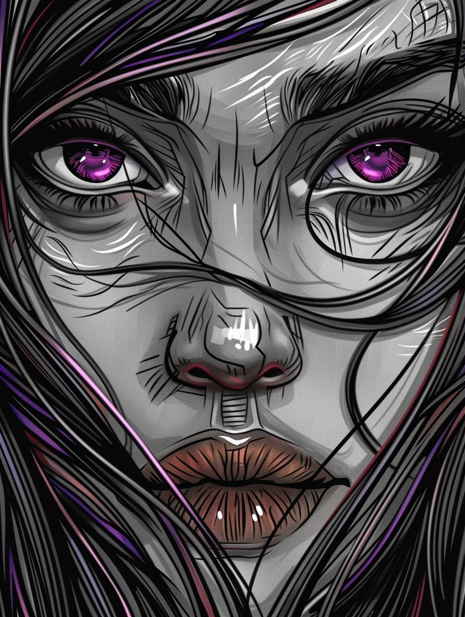Cybernetic Soul in Violet Hues - Image 3