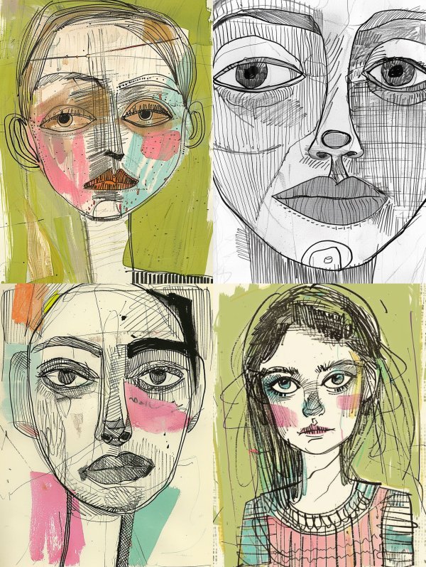 Fragmented Faces: A Study in Line