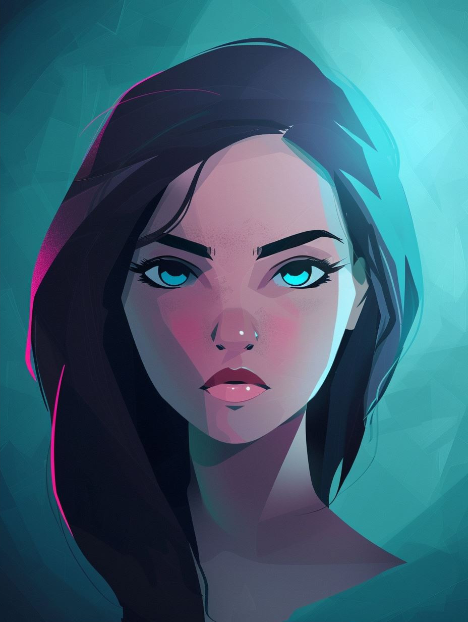 Neon Shadows: Digital Portrait Study - Image 2
