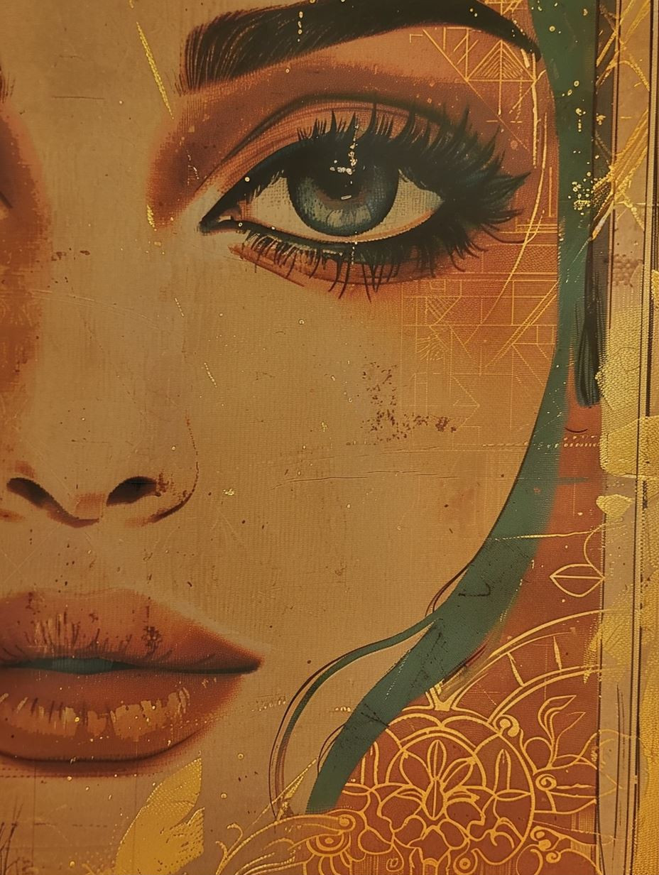 Golden Ethereal Portrait Art - Image 1