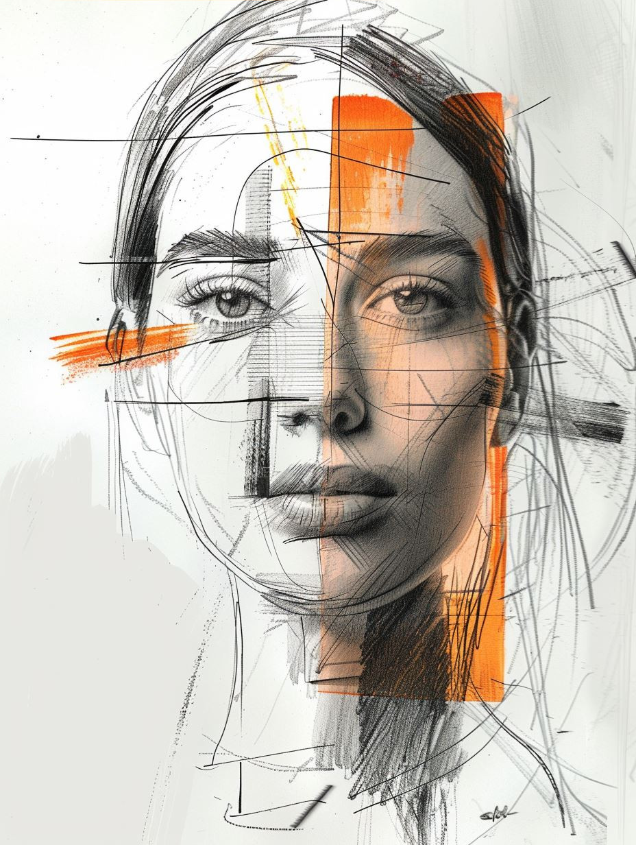 Fragmented Portrait in Ochre Tones - Image 4