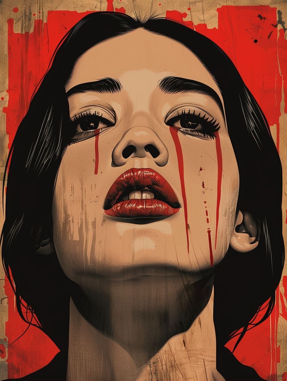 Crimson Tears Noir Portrait