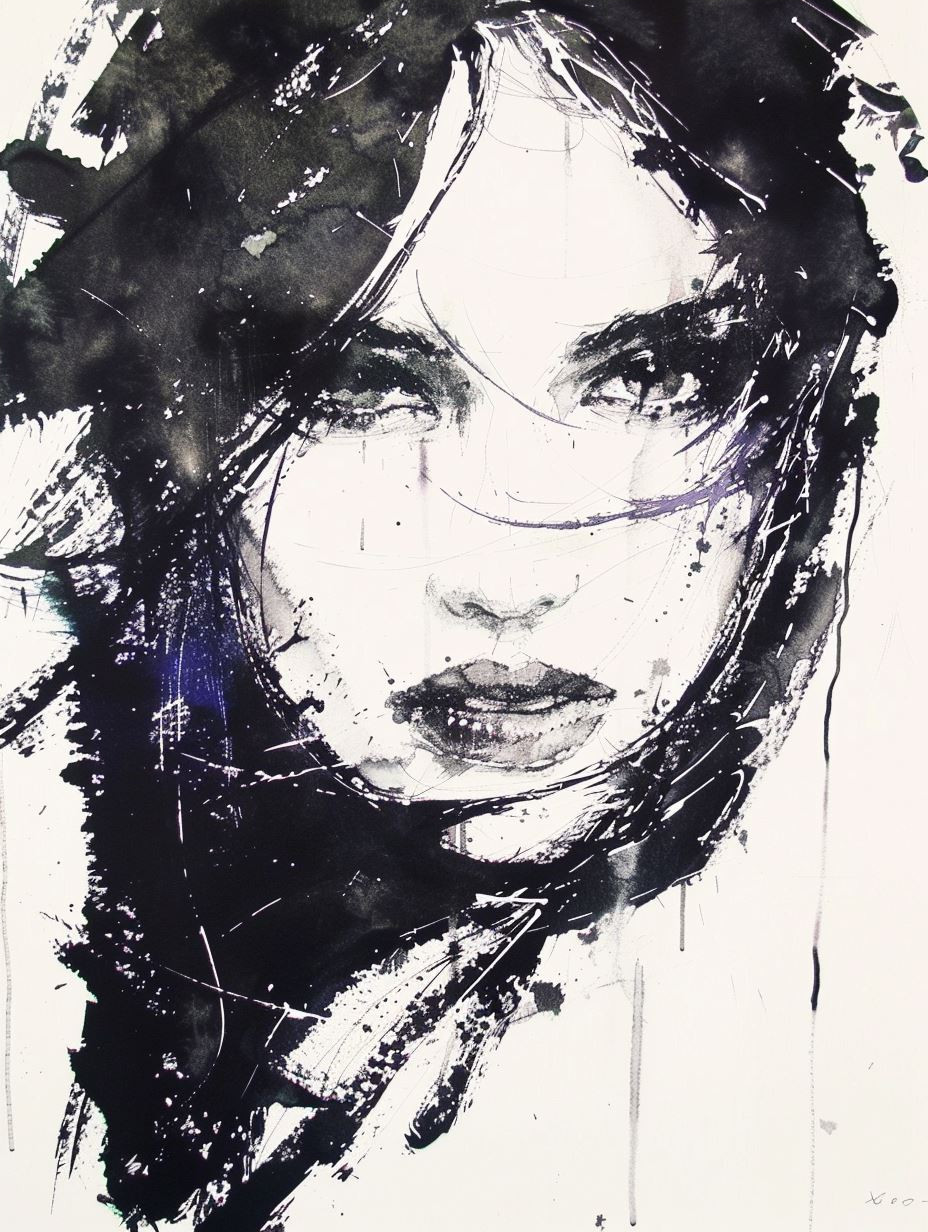 Shadows of Elegance: Ink Portraits - Image 4