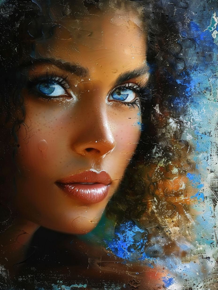Ethereal Gaze in Textured Blue - Image 1