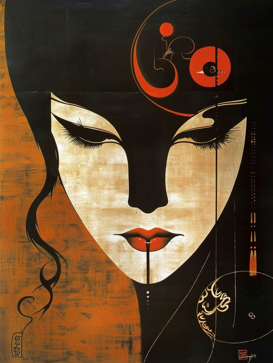 Mystic Noir Art Deco Portrait