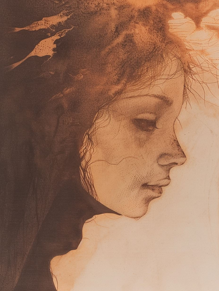 Ethereal Whispers in Sepia and Ink - Image 1