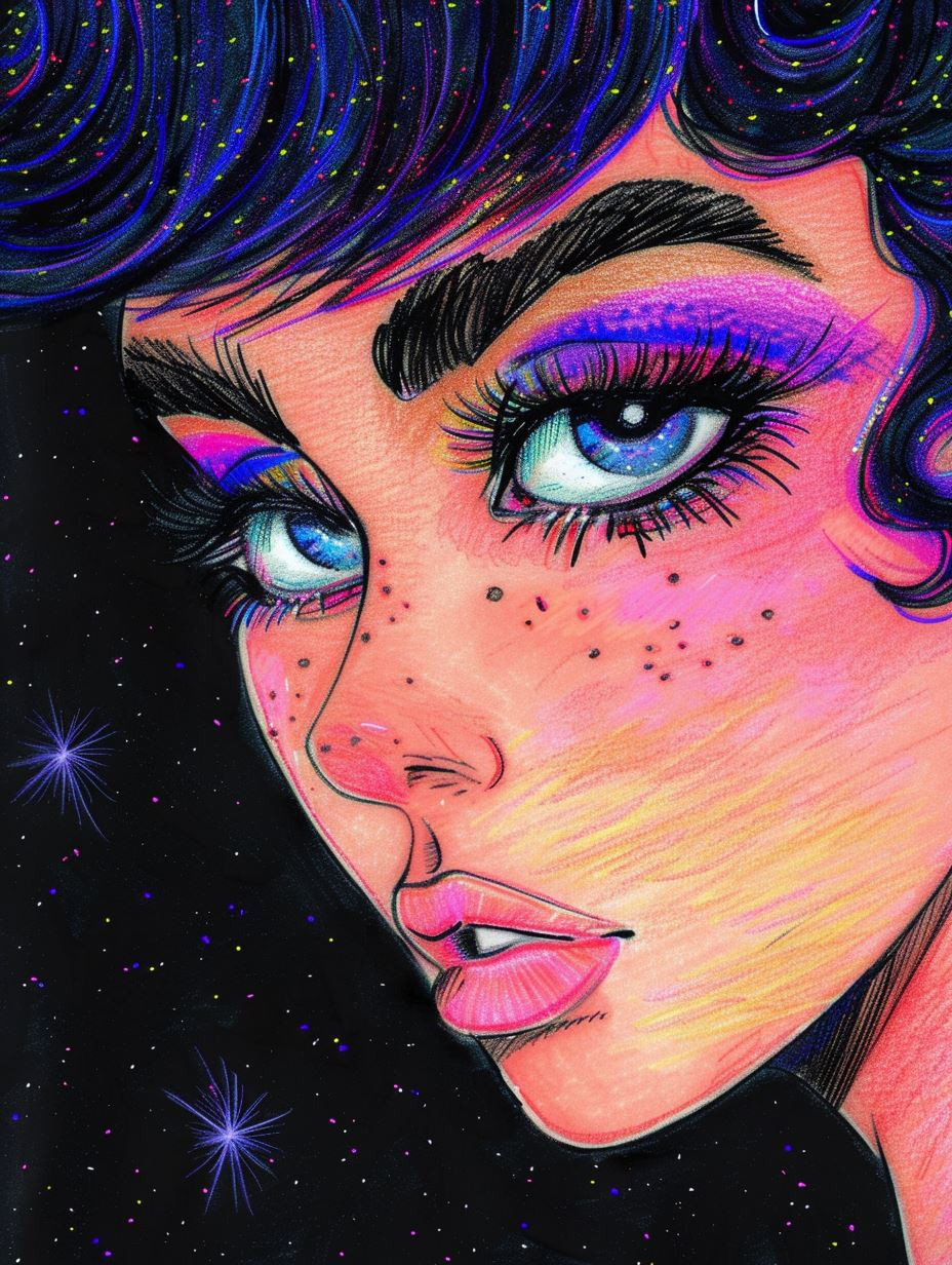 Neon Prism Portrait Sketch - Image 3