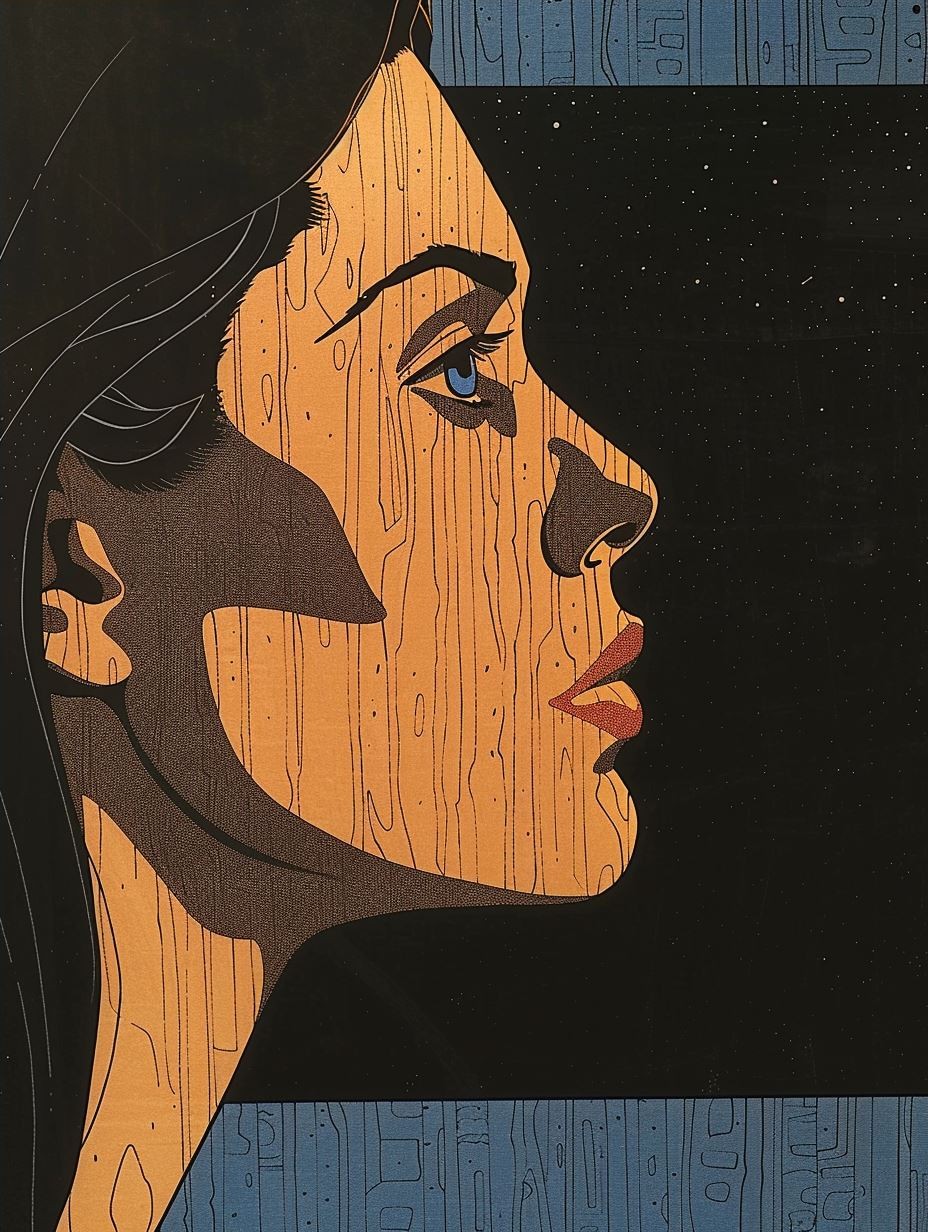 Fragmented Azure Surrealist Portrait - Image 4