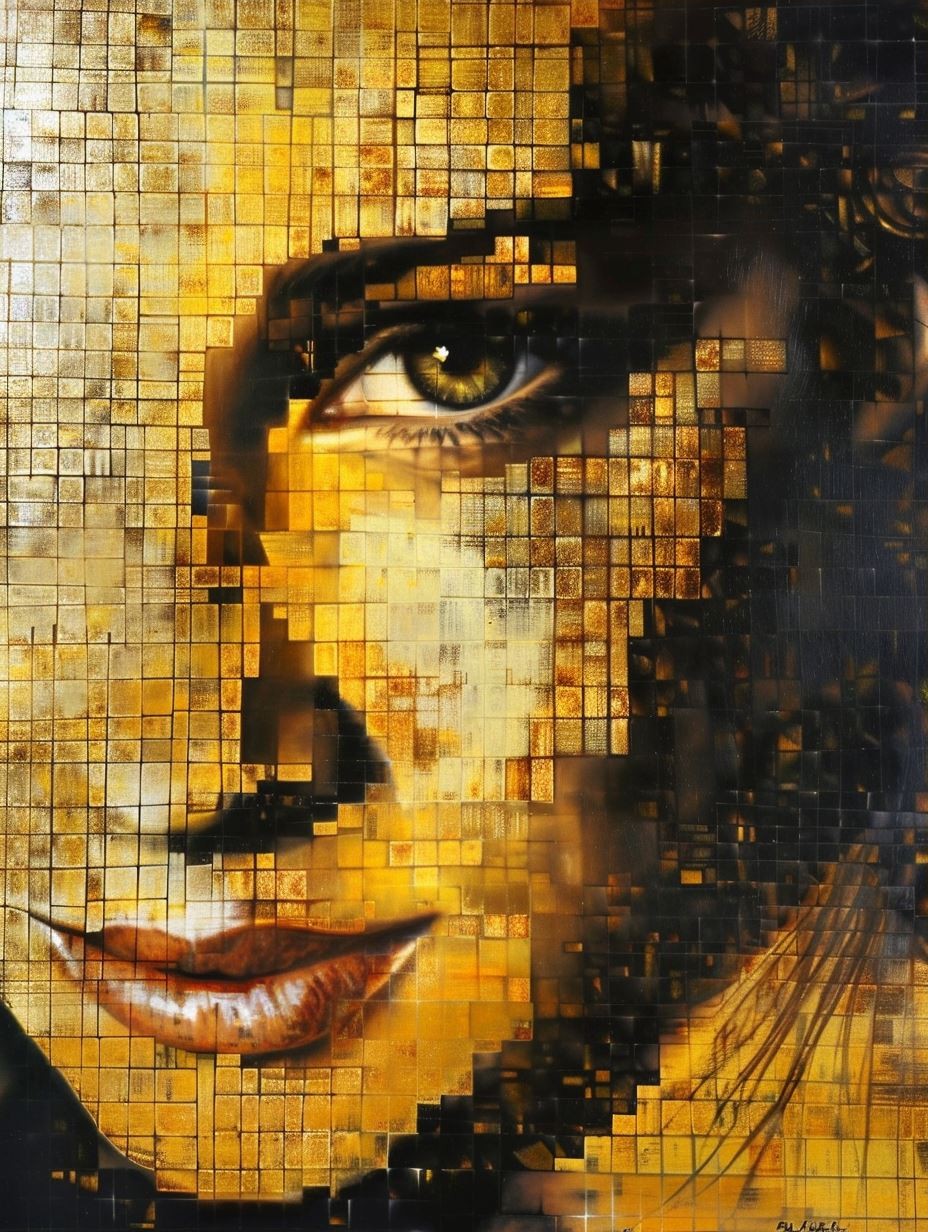 Golden Mosaic Gaze of Elegance - Image 3