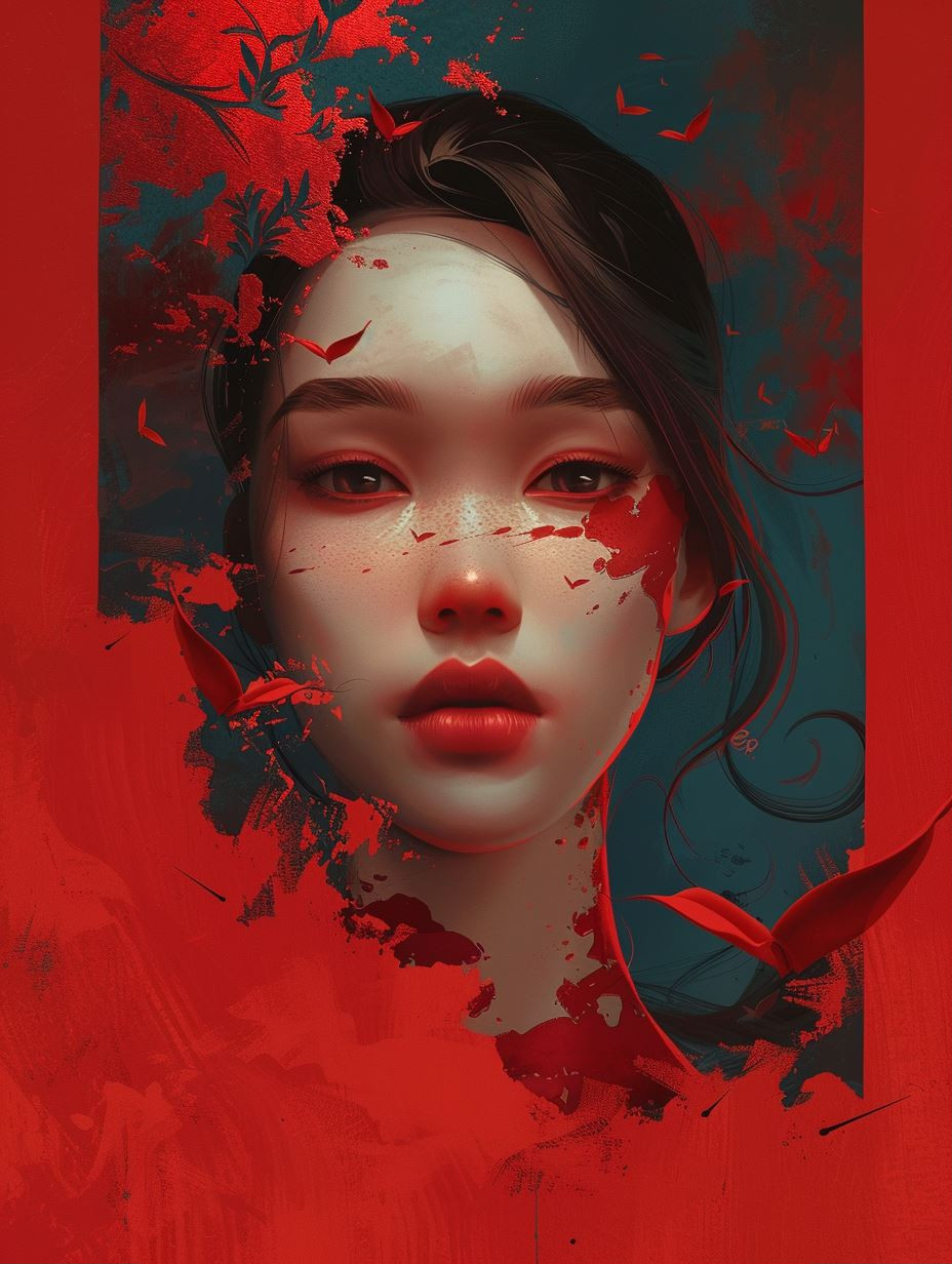Crimson Echoes of Ethereal Beauty - Image 1