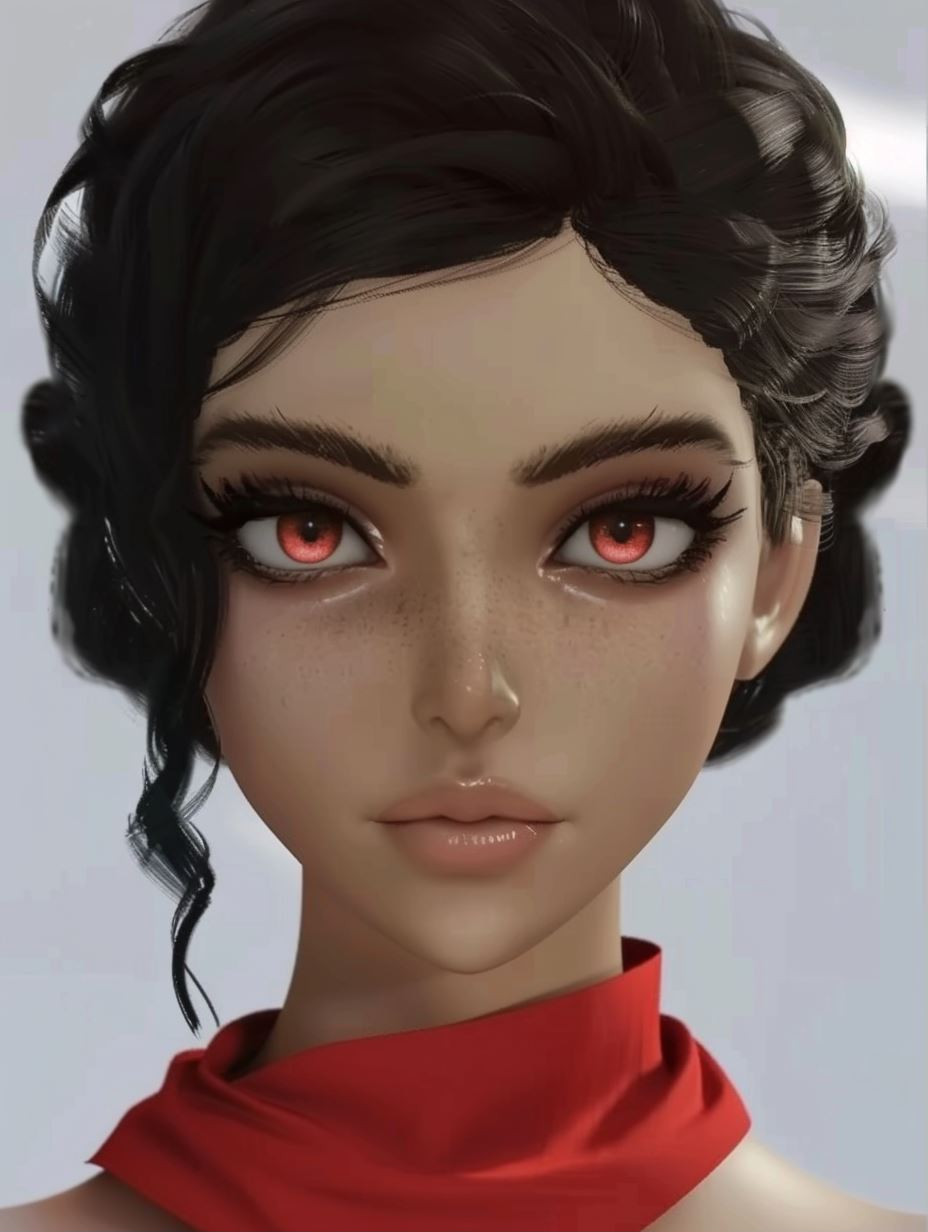 Crimson Gaze Ethereal Portrait