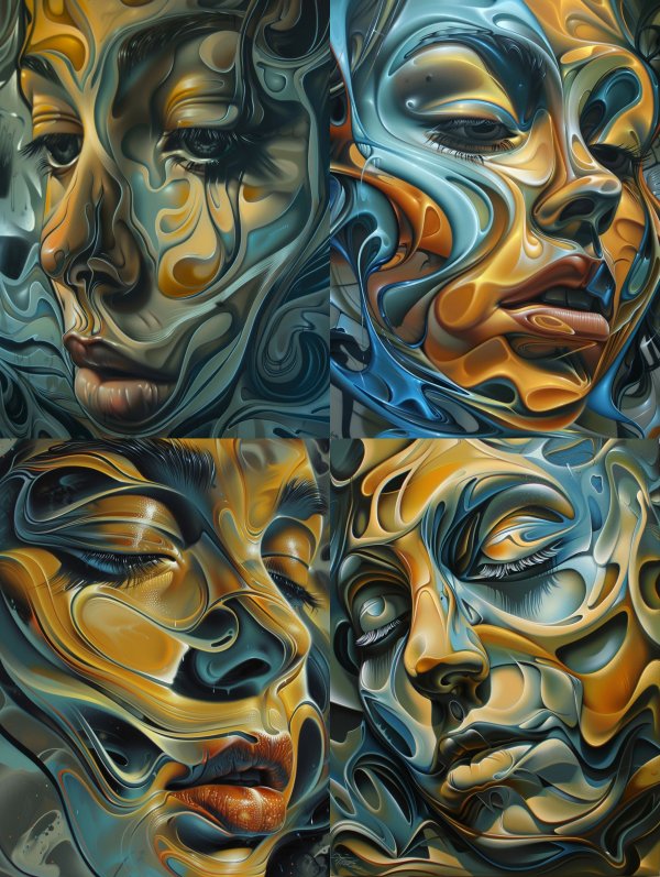 Fluid Gold and Azure Portraits