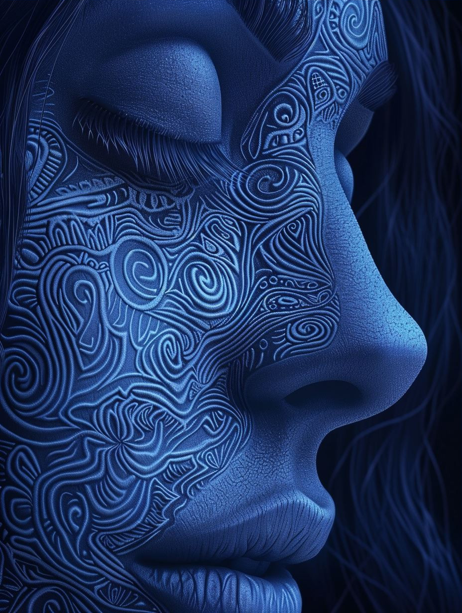 Ethereal Blue Sculpted Portraits - Image 3
