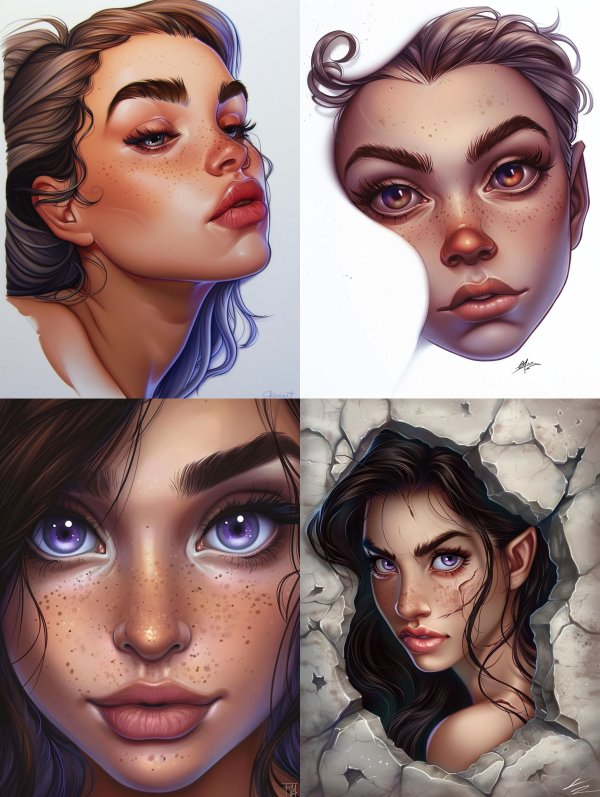 Luminous Freckled Digital Portrait