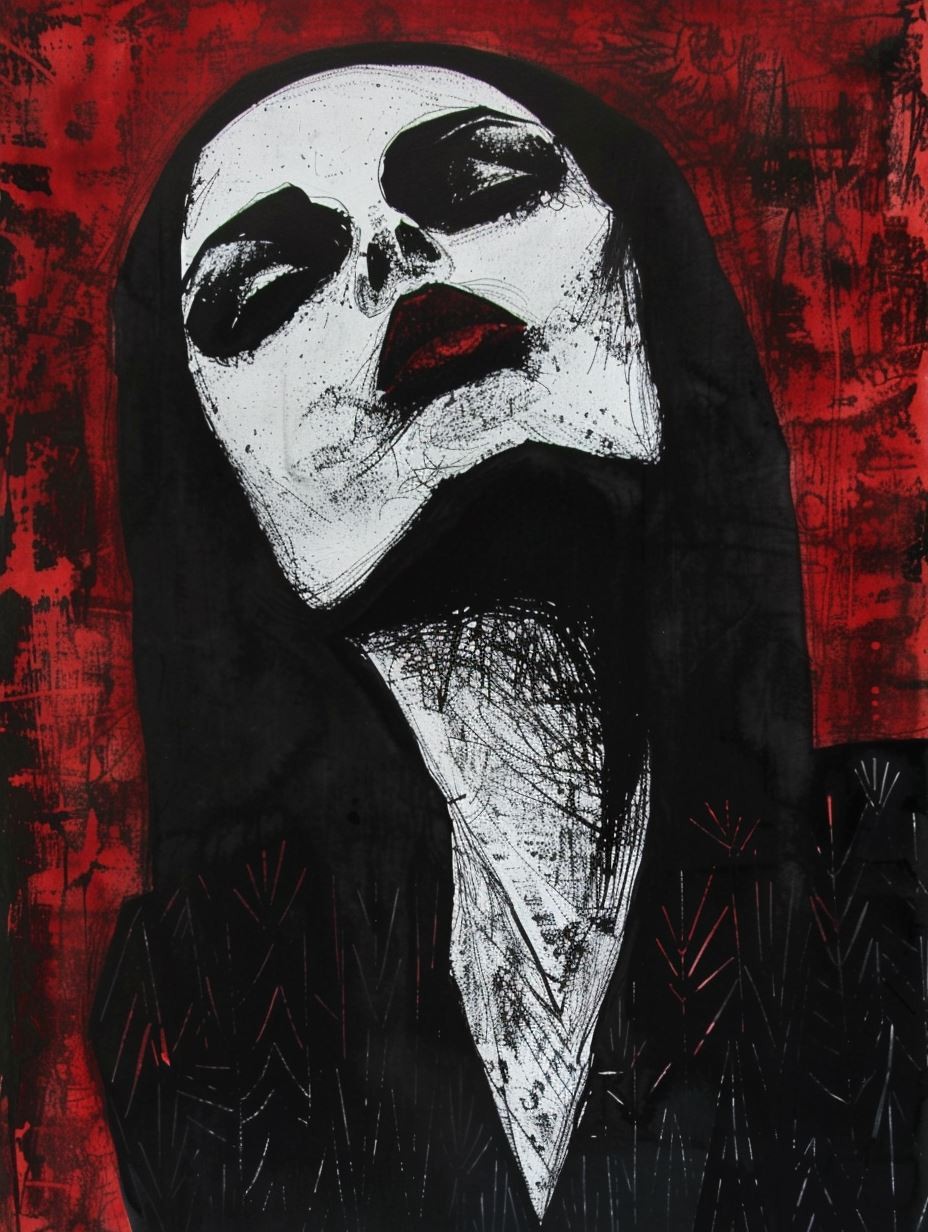Crimson Gaze Noir Portrait - Image 4