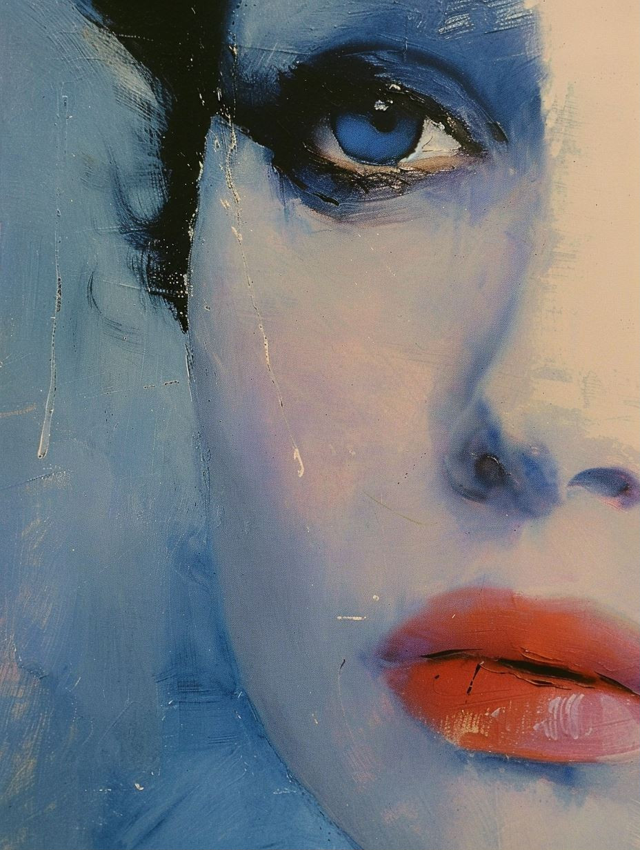 Azure Melancholy Portrait - Image 1