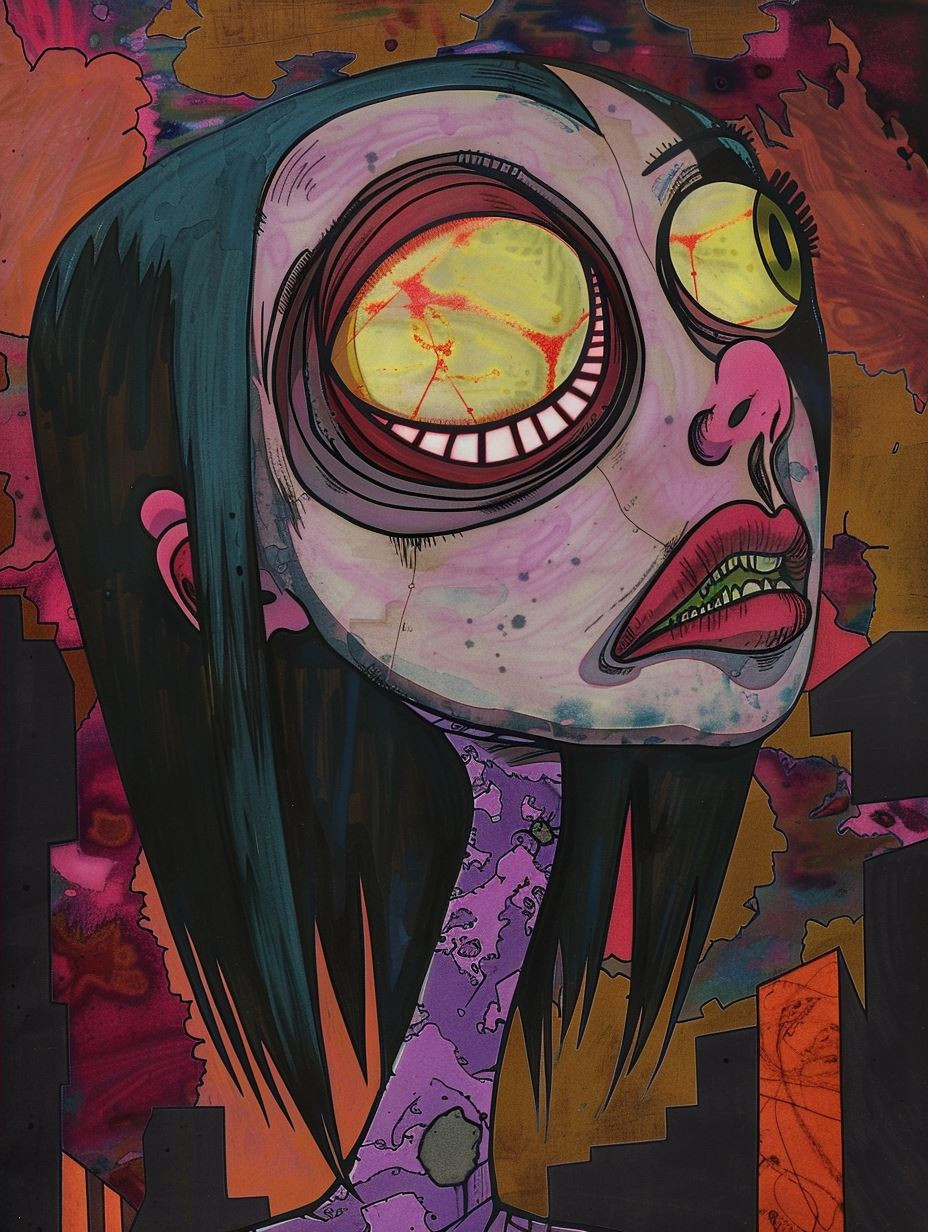 Surrealist Gaze in Crimson Hues - Image 2