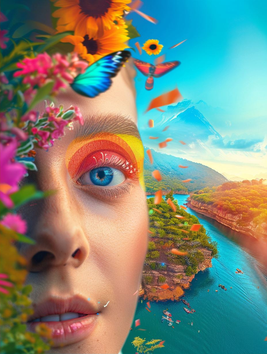 Floral Dreams: A Surreal Portrait Collage - Image 2