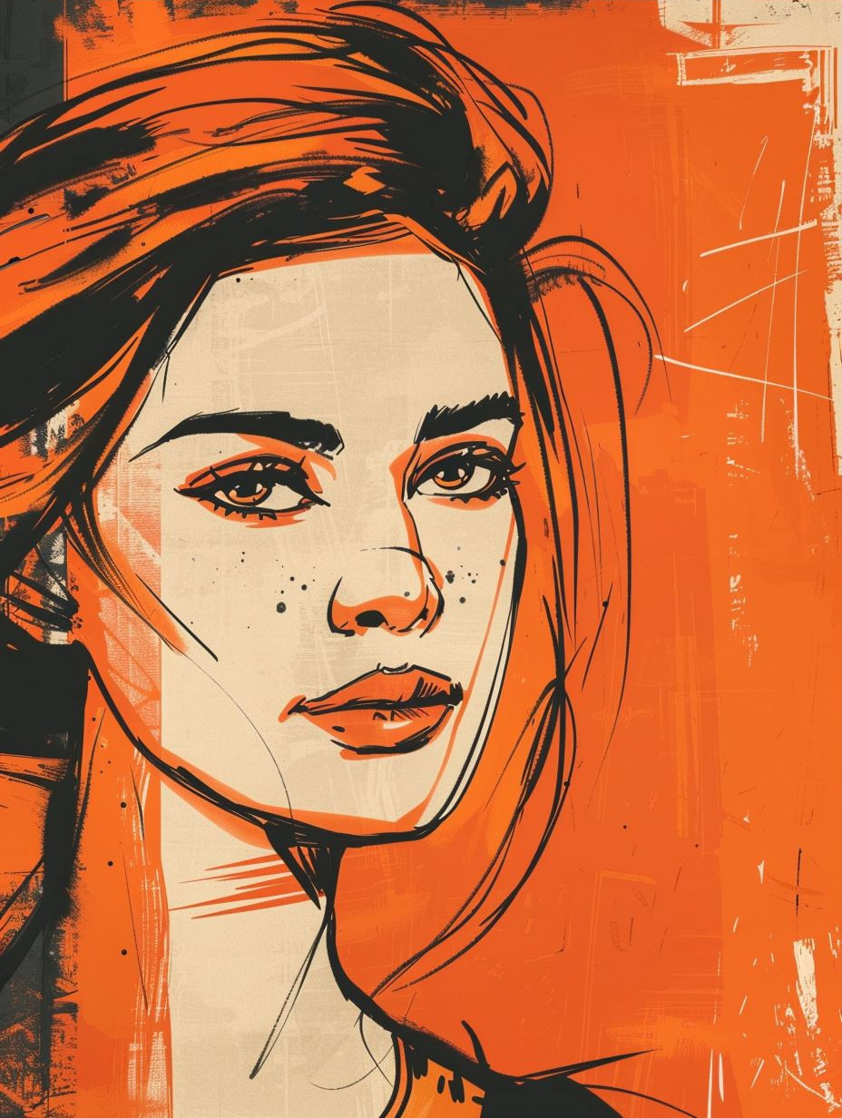 Bold Orange Graphic Portrait - Image 3