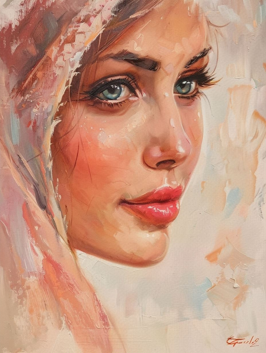 Ethereal Gaze: Four Impressionist Female Portraits - Image 2