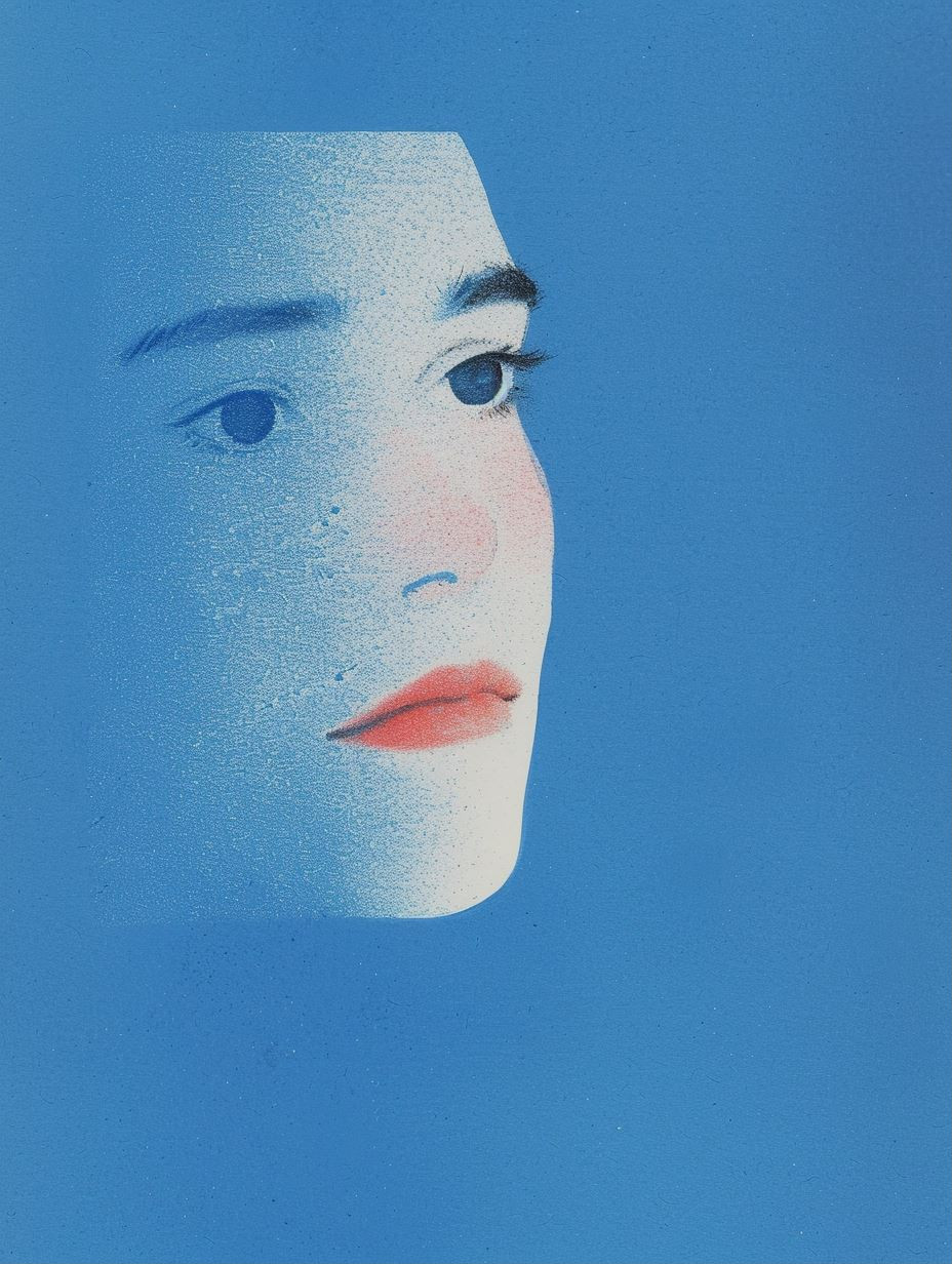 Ethereal Blue Grain Portrait - Image 1