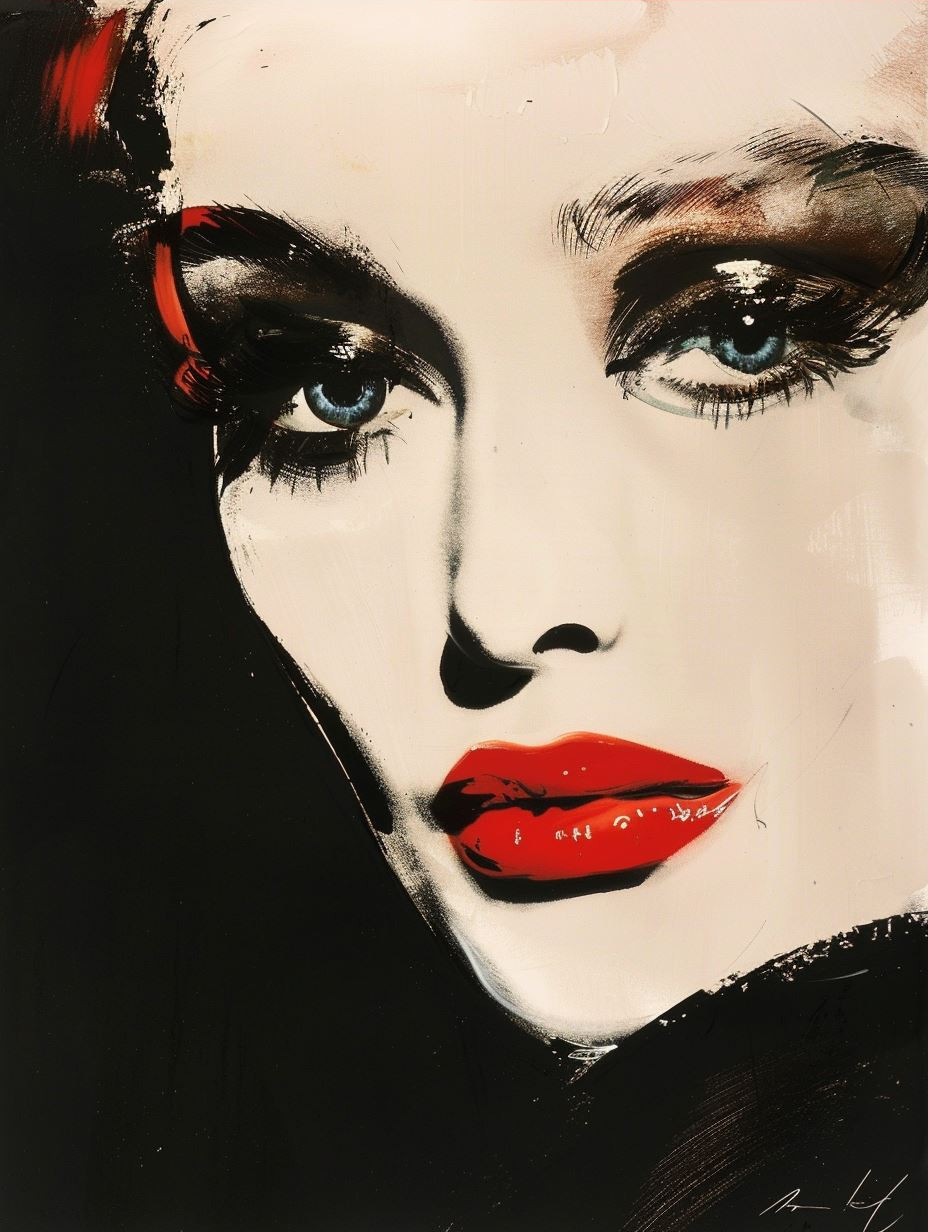 Crimson Gaze Modern Art Portraits - Image 3