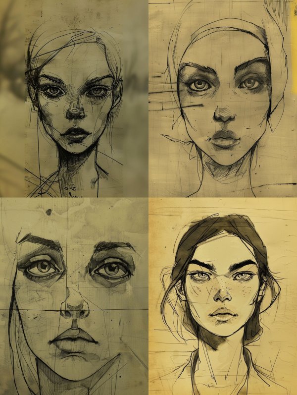 Soulful Gazes: Charcoal Portrait Studies