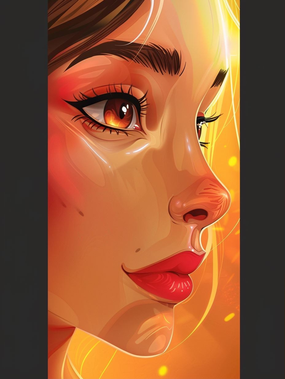 Golden Glow Digital Portrait Study - Image 1