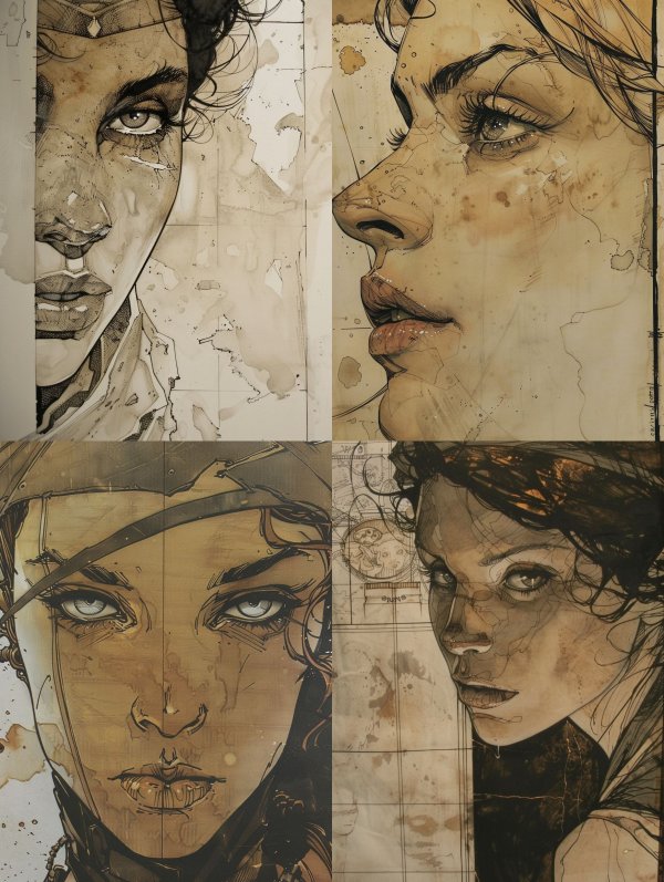 Vintage Parchment Character Sketches