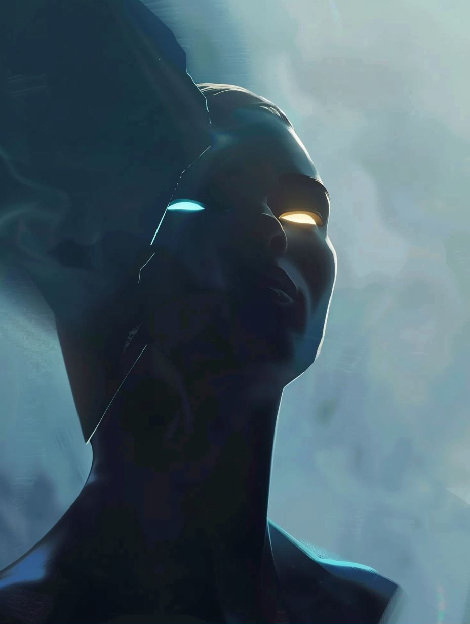 Ethereal Shadows in Neon Glow - Image 1