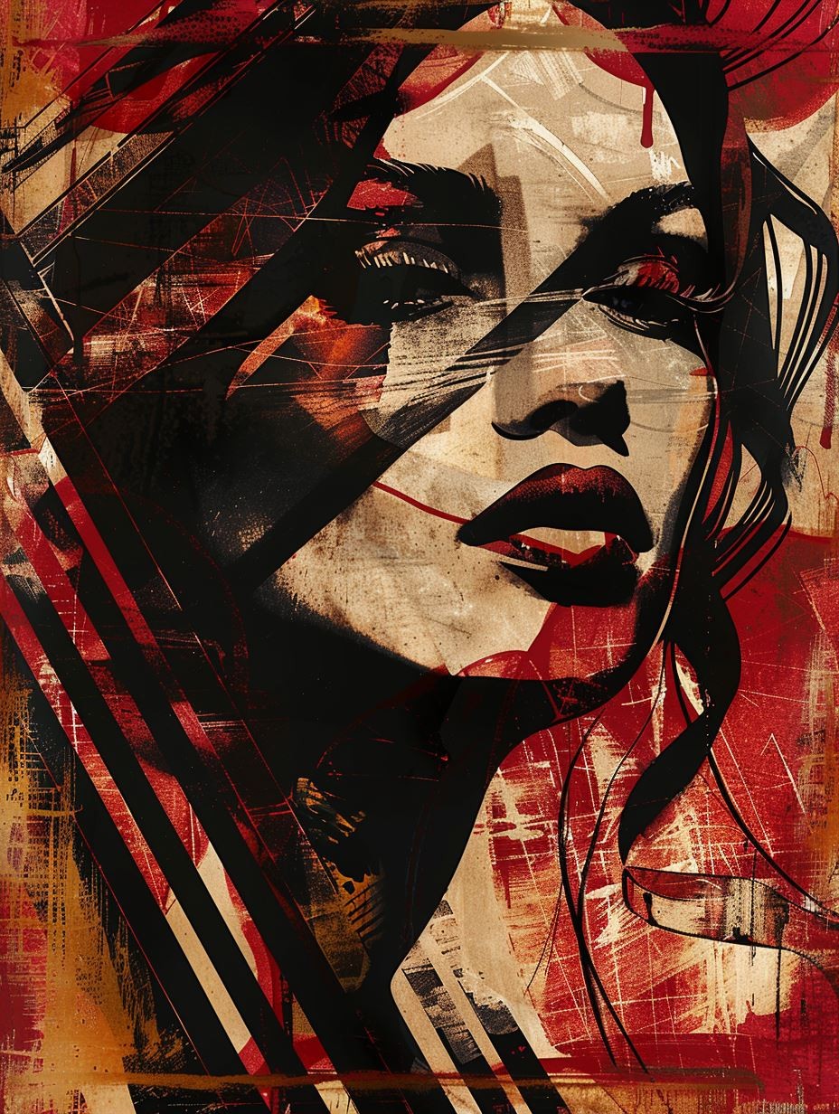 Abstract Crimson Noir Portrait - Image 2