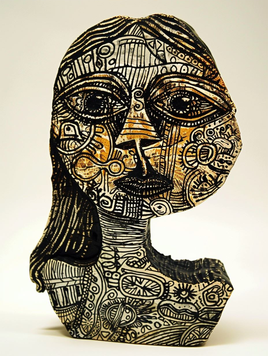 Abstract Golden Tribal Portrait - Image 3