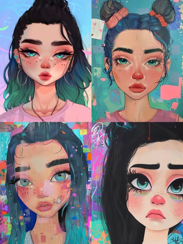 Vibrant Digital Portraits of Stylized Girls