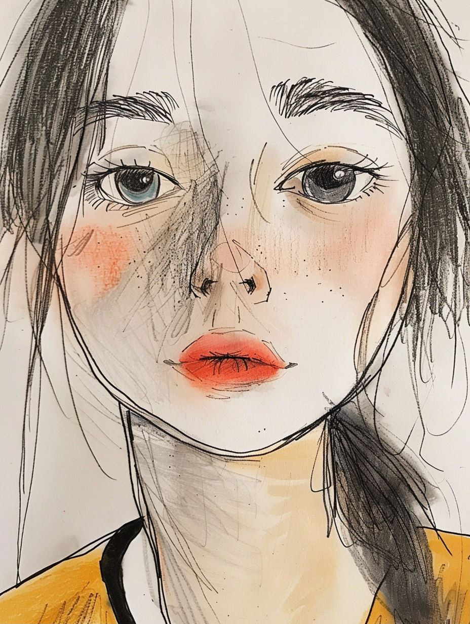 Melancholic Sketch of Ethereal Beauty - Image 1