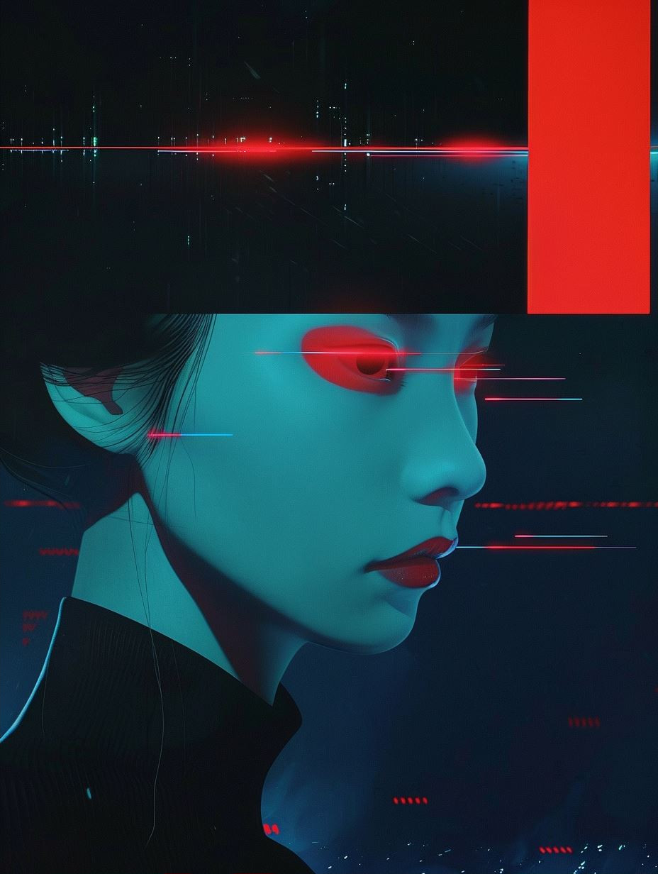 Neon Cybernetic Humanoid Portraits - Image 2