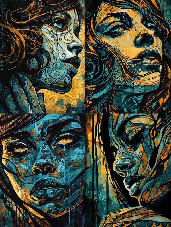 Ethereal Swirls of Azure Gold