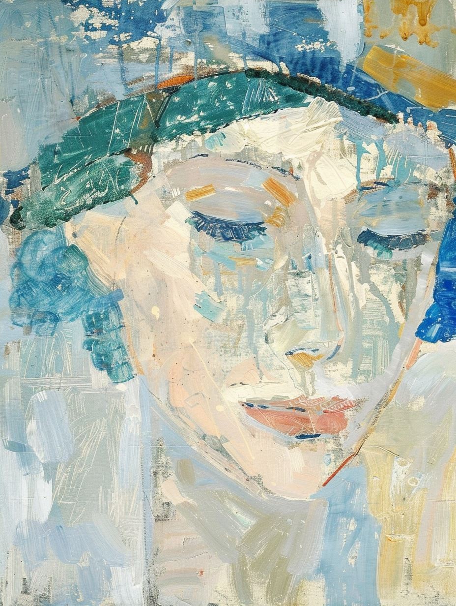 Ethereal Blue Impressionist Portrait - Image 4