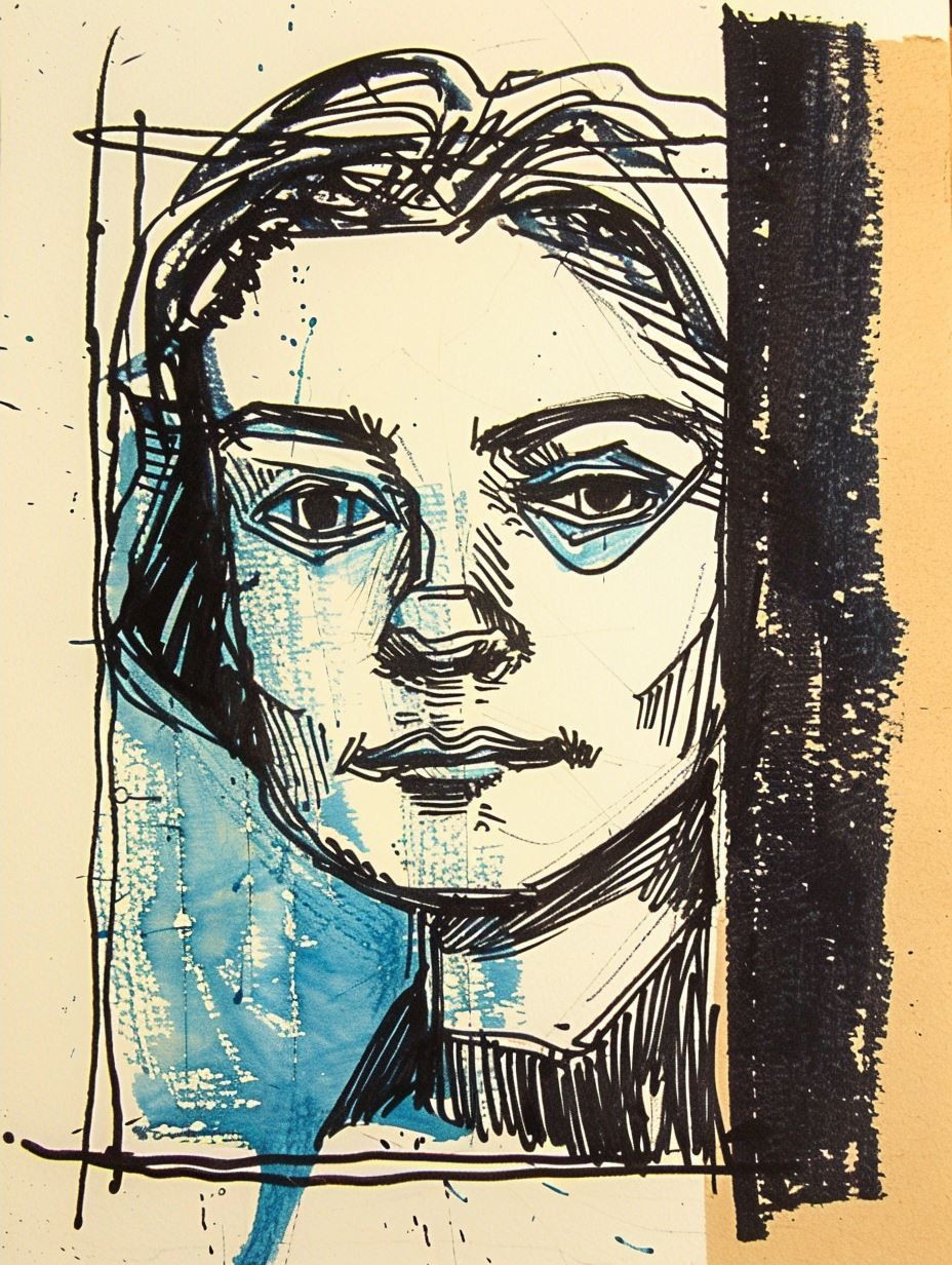 Ink Noir Portrait of Solitude - Image 2