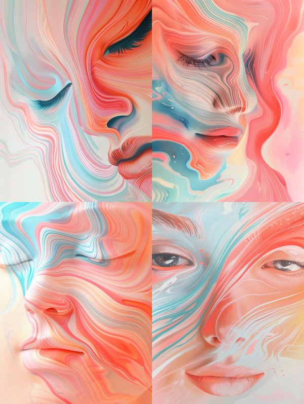 Fluid Dreams of Pastel Faces