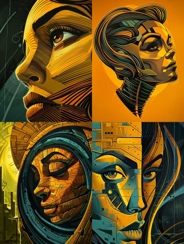 Golden Cybernetic Portrait Study