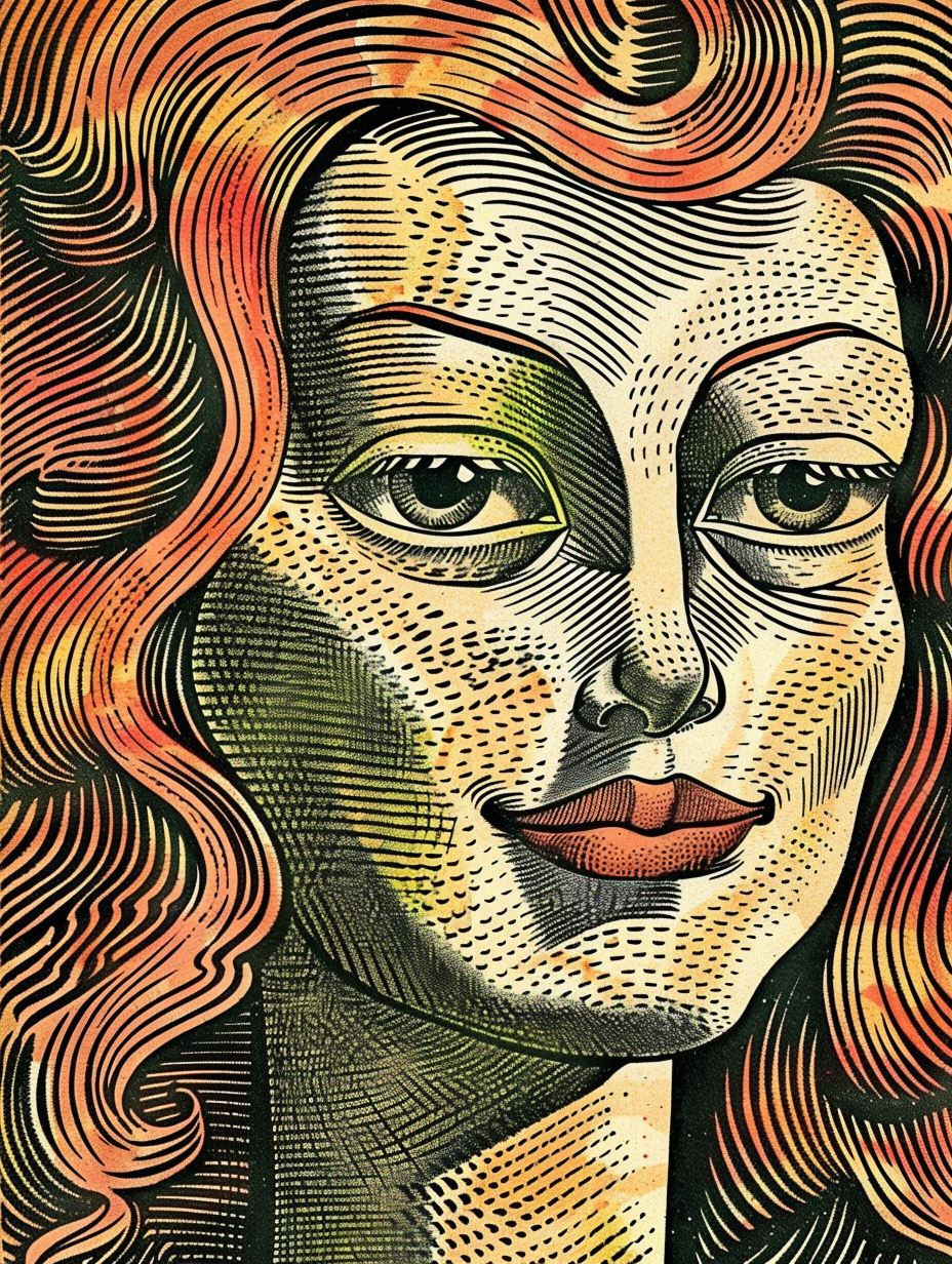 Vintage Engraved Psychedelic Portrait