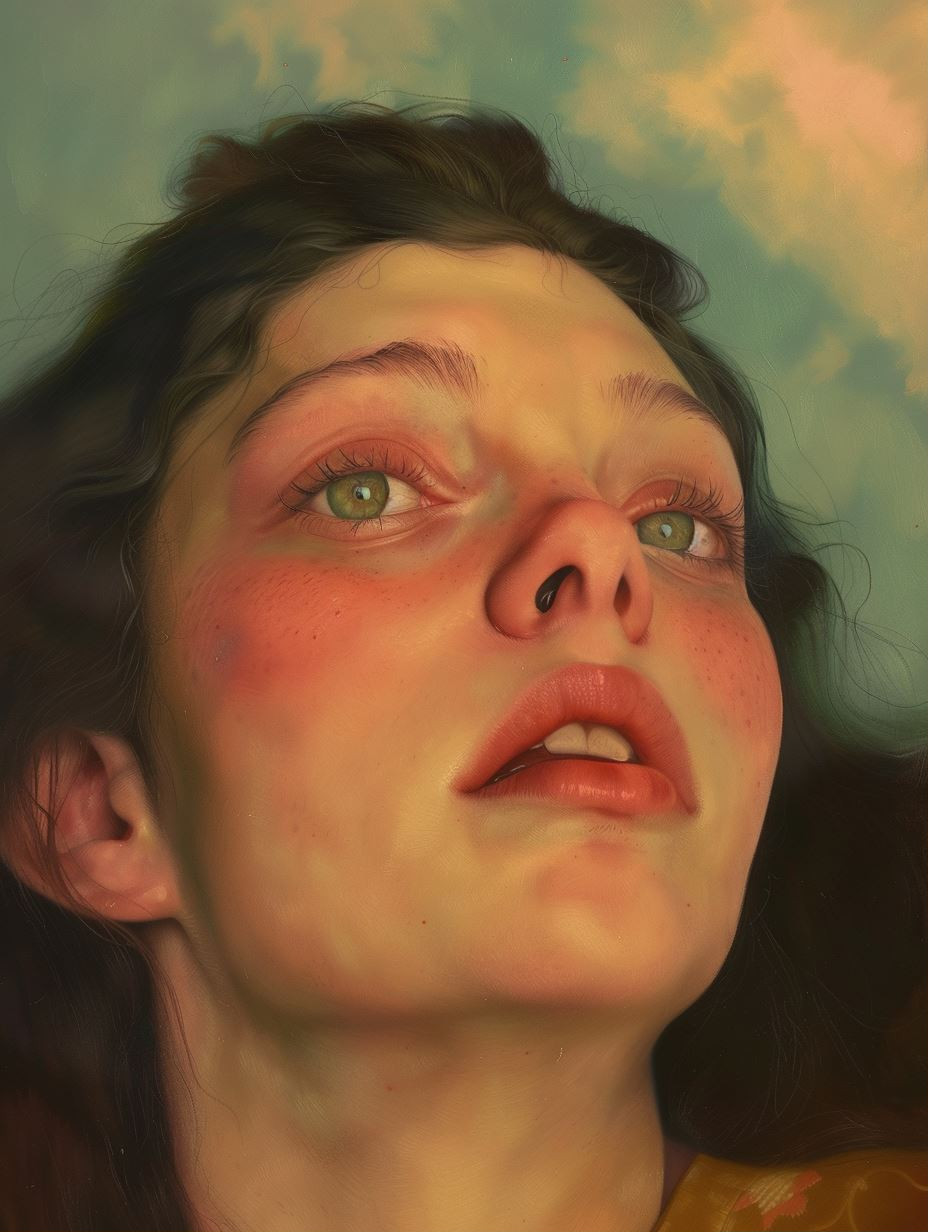Ethereal Gaze Under Pastel Skies - Image 1