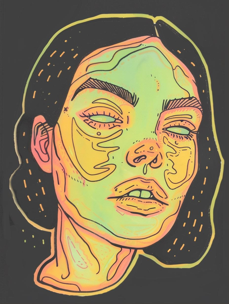 Surrealist Portraits in Vibrant Neon Hues - Image 1