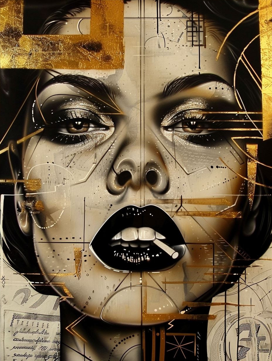 Golden Cybernetic Portrait Art - Image 4