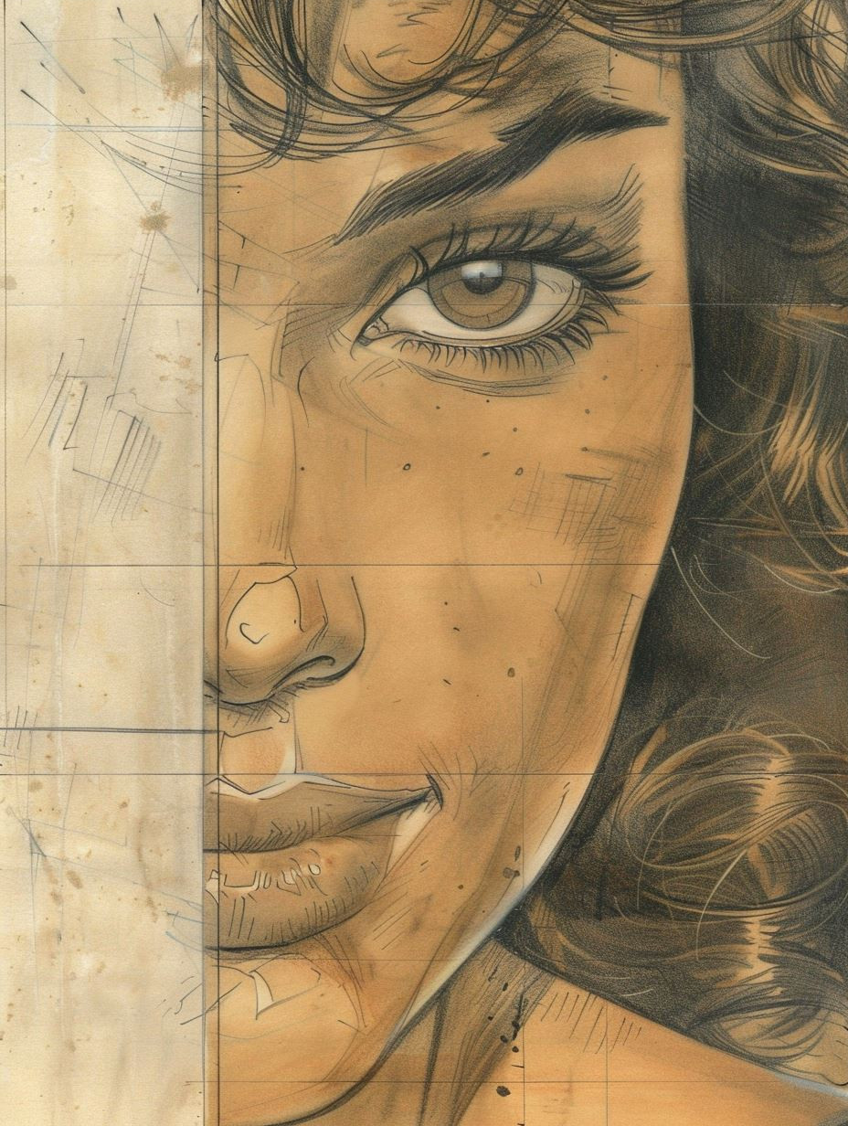 Sepia Ink Portrait Study - Image 3