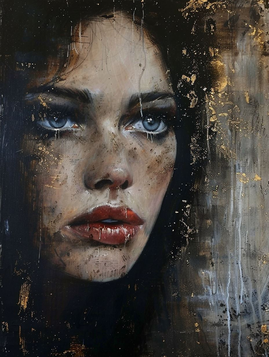 Melancholy Gaze in Gold - Image 1