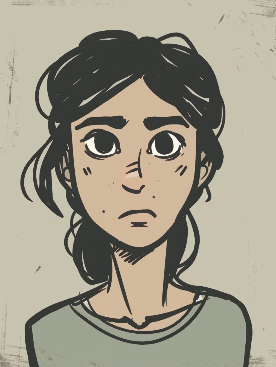 Melancholic Hand Drawn Portrait - Image 1