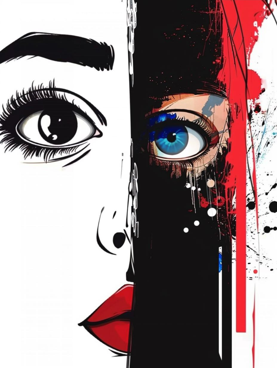 Crimson Contrast Gothic Portrait - Image 4